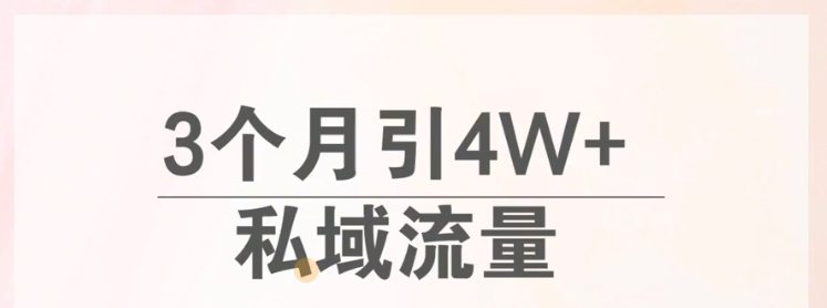 3个月引4万私域流量，这套低门槛傻瓜式方法分享给你